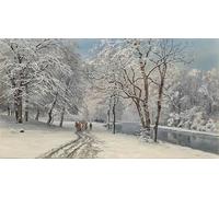 WYKUJMYTO Retro Picture Artwork Painting Art Wall Posters the English Garden in in Winter by Anders Anderson-lundby Canvas Art Paintings for Office Decor 60x90cm