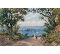 WYKUJMYTO Retro Picture Artwork Painting Art Wall Posters the Harbour From Langmoor Gardens Lyme Regis by Alfred Robert Quinton Canvas Art Paintings for Office Decor 60x90cm