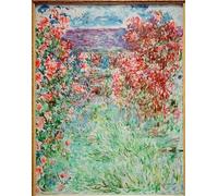 WYKUJMYTO Retro Picture Artwork Painting Art Wall Posters The house between the roses by Claude Monet Canvas Art Paintings for Home Decor 60x90cm