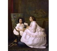 WYKUJMYTO Retro Picture Artwork Painting Art Wall Posters the Lesson by Auguste Toulmouche Canvas Art Paintings for Home Decor 60x90cm
