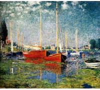 WYKUJMYTO Retro Picture Artwork Painting Art Wall Posters the Red Boats Argenteuil by Claude Monet Canvas Art Paintings for Office Decor 60x90cm