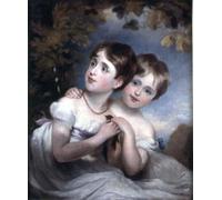 WYKUJMYTO Retro Picture Artwork Painting Art Wall Posters Two Girls with a Bird by Margaret Sarah Carpenter Canvas Art Paintings for Home Decor 60x90cm