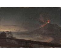 WYKUJMYTO Retro Picture Artwork Painting Art Wall Posters Utsikt Mot Vesuvius Villa Quisisana by Johan Christian Clausen Dahl Canvas Art Paintings for Home Decor 60x90cm