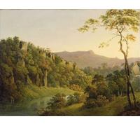 WYKUJMYTO Retro Picture Artwork Painting Art Wall Posters View in Matlock Dale Looking Towards Black Rock Escarpment by Wright of Derby Canvas Art Paintings for Home Decor 60x90cm