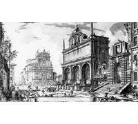 WYKUJMYTO Retro Picture Artwork Painting Art Wall Posters View of the Fontana'acqua Felice with the Church of Santa Mariaa Vittoria Behind by Battista Piranesi for Office Decor 60x90cm