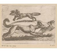 WYKUJMYTO Vintage Poster Abstract Wall Prints Pictures Wall Painting a Attacks a Chicken and a Dog Attacks a Hare by Antonio Tempesta Art Prints Painting for Home Decor 60x90cm