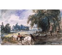 WYKUJMYTO Vintage Poster Abstract Wall Prints Pictures Wall Painting a Barge on the Stour by John Constable Art Prints Painting for Home Decor 60x90cm