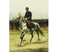 WYKUJMYTO Vintage Poster Abstract Wall Prints Pictures Wall Painting a Cavalry Officer Passing Troops by Jean Baptiste Edouard Detaille Art Prints Painting for Home Decor 60x90cm