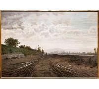 WYKUJMYTO Vintage Poster Abstract Wall Prints Pictures Wall Painting a Morning Along the River Arno Sand Diggers Along the Arno by Telemaco Signorini Art Prints Painting for Office Decor 60x90cm