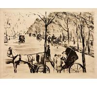 WYKUJMYTO Vintage Poster Abstract Wall Prints Pictures Wall Painting Avenue in the Tiergarten with Carriage in the Foreground by Lesser Ury Art Prints Painting for Home Decor 60x90cm