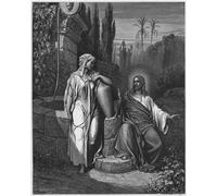 WYKUJMYTO Vintage Poster Abstract Wall Prints Pictures Wall Painting Bible Jesus and the Woman of Samaria by Gustave Dore Art Prints Painting for Office Decor 60x90cm