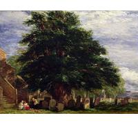 WYKUJMYTO Vintage Poster Abstract Wall Prints Pictures Wall Painting Darley Churchyard by David Cox Art Prints Painting for Home Decor 60x90cm