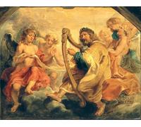 WYKUJMYTO Vintage Poster Abstract Wall Prints Pictures Wall Painting David Playing on His Harp by Peter Paul Rubens Art Prints Painting for Home Decor 60x90cm