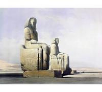 WYKUJMYTO Vintage Poster Abstract Wall Prints Pictures Wall Painting Detail of the Colossi of Memnon Thebes Egypt December by Louis Haghe Art Prints Painting for Home Decor 60x90cm
