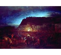 WYKUJMYTO Vintage Poster Abstract Wall Prints Pictures Wall Painting Festival of St Lucia in Naples by Oswald Achenbach Art Prints Painting for Home Decor 60x90cm