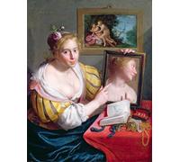 WYKUJMYTO Vintage Poster Abstract Wall Prints Pictures Wall Painting Girl with a Mirror an Allegory of Profane Love by Paulus Moreelse Art Prints Painting for Home Decor 60x90cm