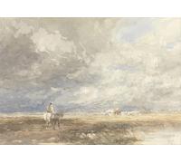 WYKUJMYTO Vintage Poster Abstract Wall Prints Pictures Wall Painting Going to the Hayfield by David Cox Art Prints Painting for Home Decor 60x90cm