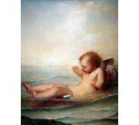 WYKUJMYTO Vintage Poster Abstract Wall Prints Pictures Wall Painting I'm Afloat by George Frederic Watts Art Prints Painting for Office Decor 60x90cm