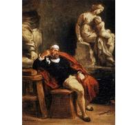 WYKUJMYTO Vintage Poster Abstract Wall Prints Pictures Wall Painting in His Studio by Eugene Delacroix Art Prints Painting for Office Decor 60x90cm