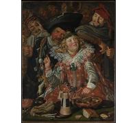 WYKUJMYTO Vintage Poster Abstract Wall Prints Pictures Wall Painting Merrymakers At Shrovetide by Frans Hals Art Prints Painting for Office Decor 60x90cm