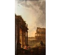 WYKUJMYTO Vintage Poster Abstract Wall Prints Pictures Wall Painting Passage of a Flock in Front of the Coliseum and the Arch of Constantine Inby Hubert Robert for Home Decor 60x90cm