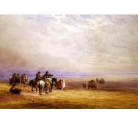 WYKUJMYTO Vintage Poster Abstract Wall Prints Pictures Wall Painting Preparing to Cross Lancaster Sands by David Cox Art Prints Painting for Home Decor 60x90cm