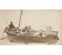 WYKUJMYTO Vintage Poster Abstract Wall Prints Pictures Wall Painting Prisonnier Allongé Dans Une Barque Avec Un Musicien by Jean-léon Art Prints Painting for Office Decor 60x90cm