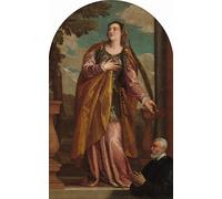 WYKUJMYTO Vintage Poster Abstract Wall Prints Pictures Wall Painting Saint Lucy and a Donor by Paolo Veronese Art Prints Painting for Office Decor 60x90cm