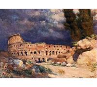 WYKUJMYTO Vintage Poster Abstract Wall Prints Pictures Wall Painting the Colosseum in a Storm by Alberto Pisa Art Prints Painting for Office Decor 60x90cm