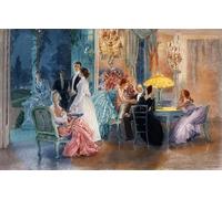 WYKUJMYTO Vintage Poster Abstract Wall Prints Pictures Wall Painting the Evening At the Chateau by Henri Lucien Doucet Art Prints Painting for Home Decor 60x90cm
