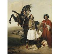 WYKUJMYTO Vintage Poster Abstract Wall Prints Pictures Wall Painting the Giaour Conqueror of Hassan by Emile Jean Horace Vernet Art Prints Painting for Office Decor 60x90cm