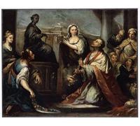 WYKUJMYTO Vintage Poster Abstract Wall Prints Pictures Wall Painting the Idolatry of King by Jacopo Amigoni Art Prints Painting for Home Decor 60x90cm