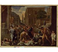 WYKUJMYTO Vintage Poster Abstract Wall Prints Pictures Wall Painting the Plague of Ashdod or the Philistines Struck by Nicolas Poussin Art Prints Painting for Office Decor 60x90cm