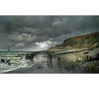 WYKUJMYTO Vintage Poster Abstract Wall Prints Pictures Wall Painting the Pointe De La Hève At Low Tide by Claude Monet Art Prints Painting for Home Decor 60x90cm