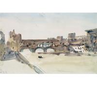 WYKUJMYTO Vintage Poster Abstract Wall Prints Pictures Wall Painting the Ponte Vecchio Florence by Hercules Brabazon Brabazon Art Prints Painting for Home Decor 60x90cm