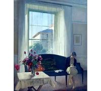 WYKUJMYTO Vintage Poster Abstract Wall Prints Pictures Wall Painting the Quiet Room by Sir George Clausen Art Prints Painting for Office Decor 60x90cm