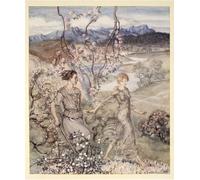 WYKUJMYTO Vintage Poster Abstract Wall Prints Pictures Wall Painting Then They Went Hand in Hand in the Country That Smells of Apple-blossom and Honey by Arthur Rackham for Office Decor 60x90cm