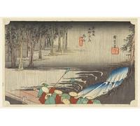 WYKUJMYTO Vintage Poster Abstract Wall Prints Pictures Wall Painting Tsuchi-yama Spring Rain in the Fifty-three Stations of the Tokaido Road by Ando Hiroshige for Home Decor 60x90cm