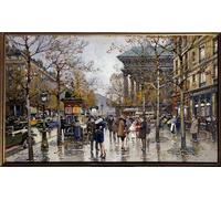 WYKUJMYTO Vintage Poster Abstract Wall Prints Pictures Wall Painting View of the Boulevard Des Italians in Paris by Eugene Galien Laloue Art Prints Painting for Office Decor 60x90cm
