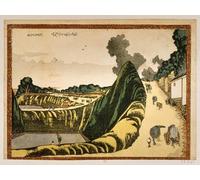 WYKUJMYTO Vintage Poster Abstract Wall Prints Pictures Wall Painting Village on the Ushigafuchi to Kudan Road by Katsushika Hokusai Art Prints Painting for Office Decor 60x90cm