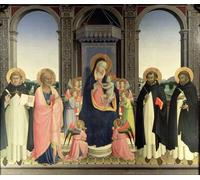 WYKUJMYTO Vintage Poster Abstract Wall Prints Pictures Wall Painting Virgin and Child Enthroned with Angels and St Thomas Aquinas St Barnabas by Fra Angelico Art Prints Painting for Home Decor 60x90cm