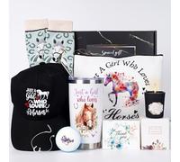 Wylario Horse Lovers Gifts Set - Funny Horse Themed Birthday Gift with 20oz Tumblers, Socks, Makeup Bag, Baseball Cap, Birthday Gifts Basket for Daughters, Granddaughters, and Nieces