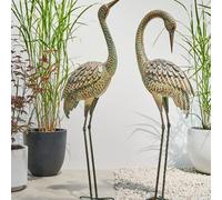 Wyld and Coco 106cm Crane Figurine Brown - Indoor Outdoor Garden Accent Wyld and Coco Brown
