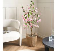 Wyld and Coco 128 cm Artificial Magnolia Tree with Pink Blossoms and Green Leaves Wyld and Coco Green
