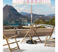 Wyld and Coco 150 cm Round Garden Parasol Pink and White Beech Wood Pole Tilt UV Wyld and Coco Pink