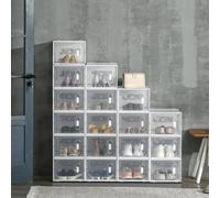 Wyld and Coco 18PCS Stackable Clear Plastic Shoe Storage Box in White Wyld and Coco White