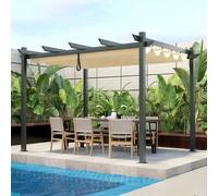 Wyld and Coco 2.9 x 3.6 m Outdoor Aluminium Pergola with Retractable Canopy in Cream | Size: 1 Pack Wyld and Coco Cream 1 Pack