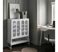 Wyld and Coco 2-Door White Sideboard - Perforated Doors 5 Shelves Wyld and Coco White