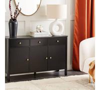 Wyld and Coco 3-Door Sideboard - Black MDF with Pine Legs and Gold Knobs Wyld and Coco Black
