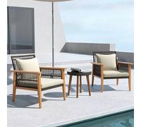 Wyld and Coco 3 Piece Patio Furniture Set Wicker Bistro Set in Cream | Size: 1 Pack Wyld and Coco Cream 1 Pack